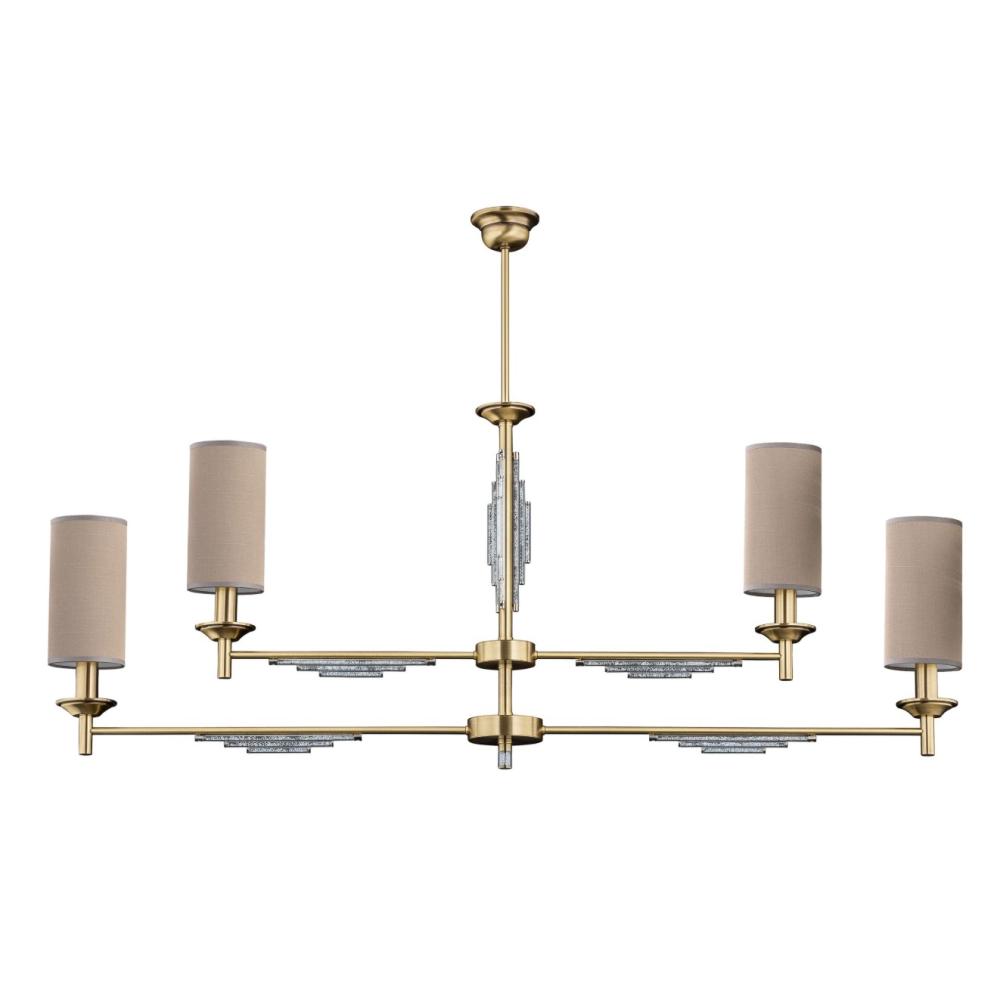 luxus dlhy medeny luster lampa textilny tien elegansny swarovski krystal kuchynsky stol osvetlenie obyvacka predsien chodba vila.jpg
